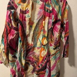 Vibrant Multicolor Swim Coverup - Pink & Teal Abstract Print